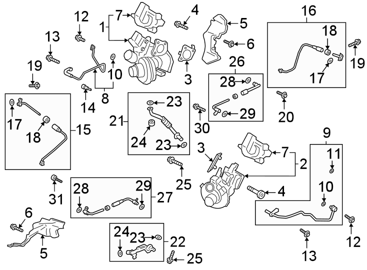 Diagram Turbocharger & components. for your 2010 Ford F-150   