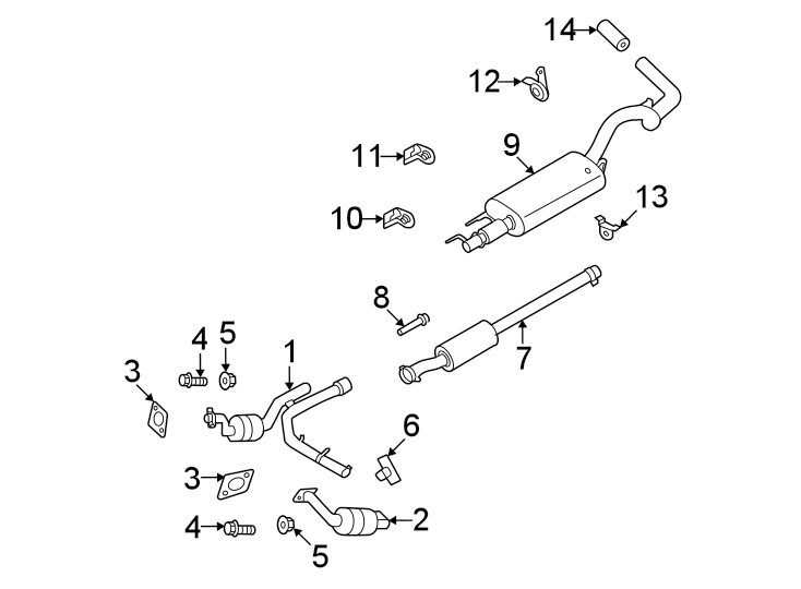 Diagram Exhaust system. Exhaust components. for your 2014 Lincoln MKZ   