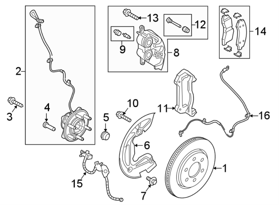 Diagram FRONT SUSPENSION. BRAKE COMPONENTS. for your 2019 Ford F-150   