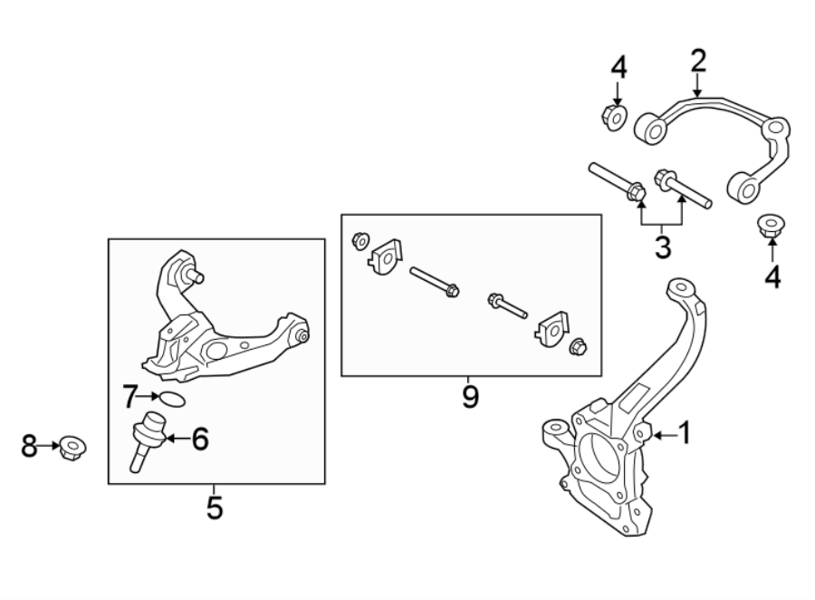 Diagram FRONT SUSPENSION. SUSPENSION COMPONENTS. for your 2023 Ford F-150  Raptor R Crew Cab Pickup Fleetside 