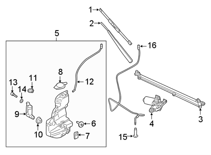 Diagram WINDSHIELD. WIPER & WASHER COMPONENTS. for your Ford F-150  