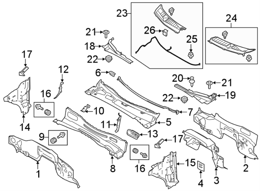 Diagram COWL. for your 2011 Ford F-150  Harley-Davidson Edition Crew Cab Pickup Fleetside 