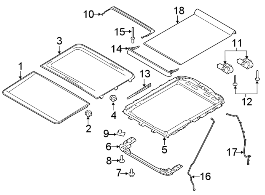 Diagram SUNROOF. for your 2016 Ford F-150 2.7L EcoBoost V6 A/T 4WD XL Standard Cab Pickup Fleetside 