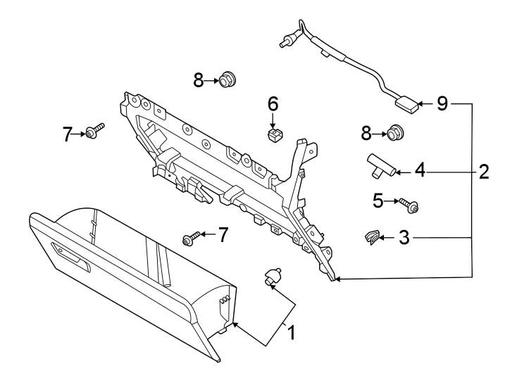 Diagram Instrument panel. Glove box. for your 2016 Ford F-150 2.7L EcoBoost V6 A/T 4WD XL Standard Cab Pickup Fleetside 