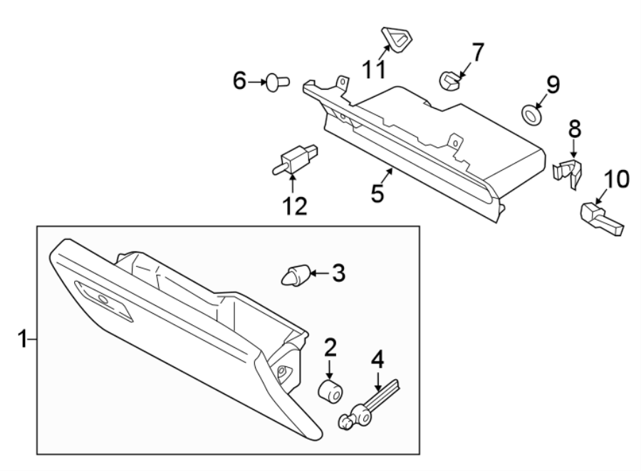 Diagram INSTRUMENT PANEL. GLOVE BOX. for your 1984 Ford F-150   