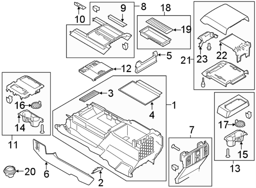 Diagram FRONT CONSOLE. for your Ford F-150  