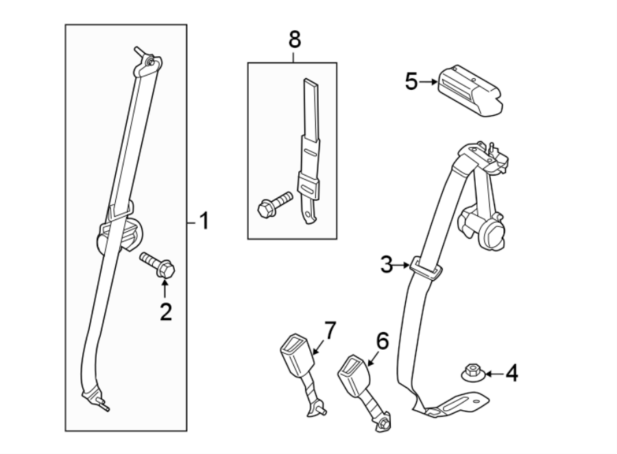 Diagram RESTRAINT SYSTEMS. REAR SEAT BELTS. for your 2012 Ford Mustang   