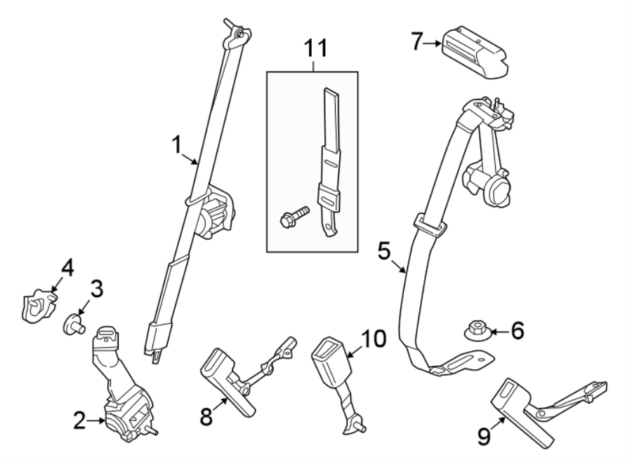 Diagram RESTRAINT SYSTEMS. REAR SEAT BELTS. for your 1994 Ford F-150   