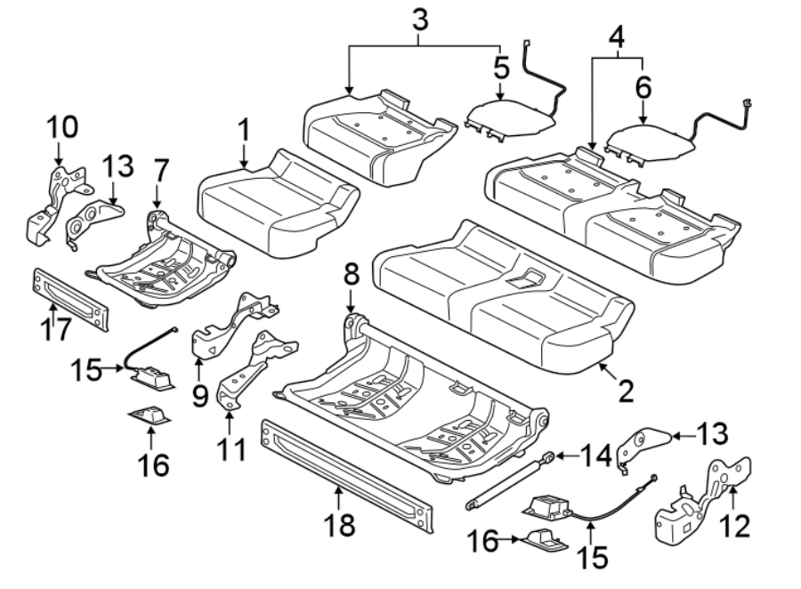 Diagram SEATS & TRACKS. REAR SEAT COMPONENTS. for your Lincoln MKZ  