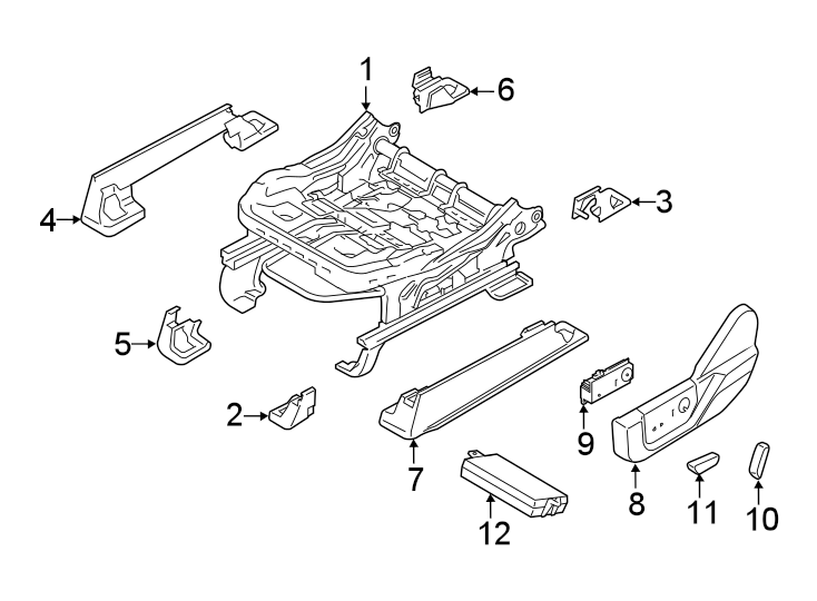 Diagram Seats & tracks. Tracks & components. for your 2012 Ford F-150 3.5L EcoBoost V6 A/T RWD XL Crew Cab Pickup Fleetside 