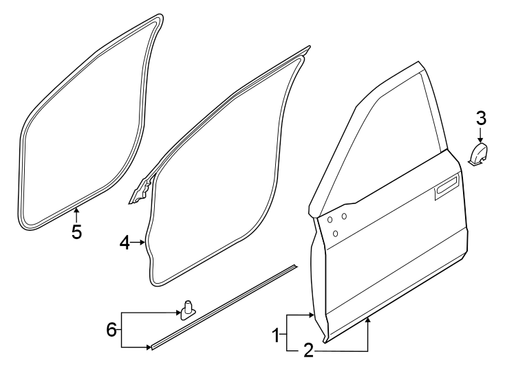 Diagram Front door. Door & components. for your 2020 Ford F-150   