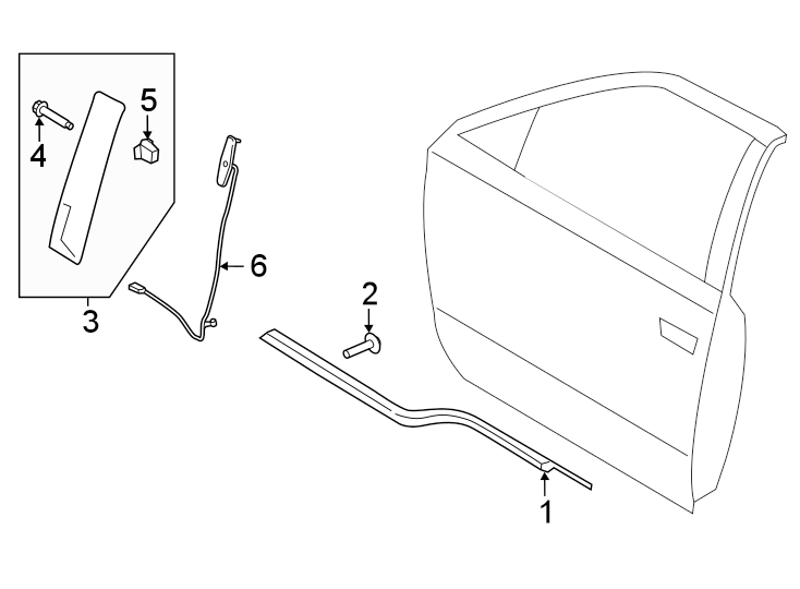 Diagram Front door. Exterior trim. for your 1998 Ford F-150   