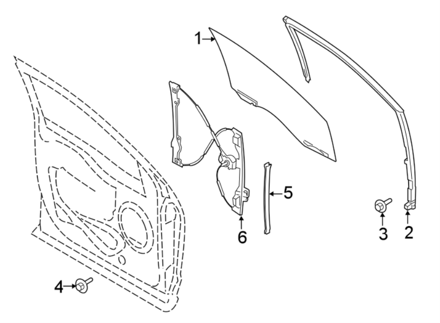 Diagram FRONT DOOR. GLASS & HARDWARE. for your 2024 Ford F-150  STX Extended Cab Pickup Fleetside 