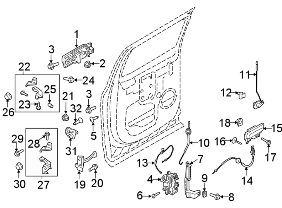 Diagram REAR DOOR. LOCK & HARDWARE. for your Ford