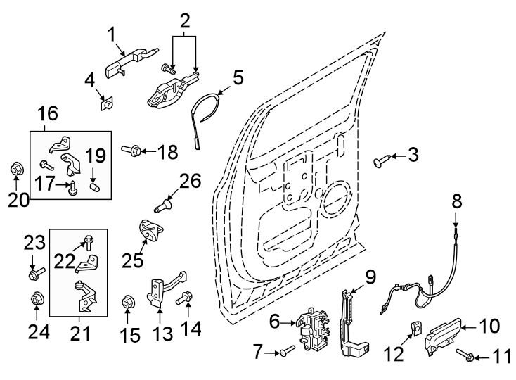 Diagram Rear door. Lock & hardware. for your Ford F-150  