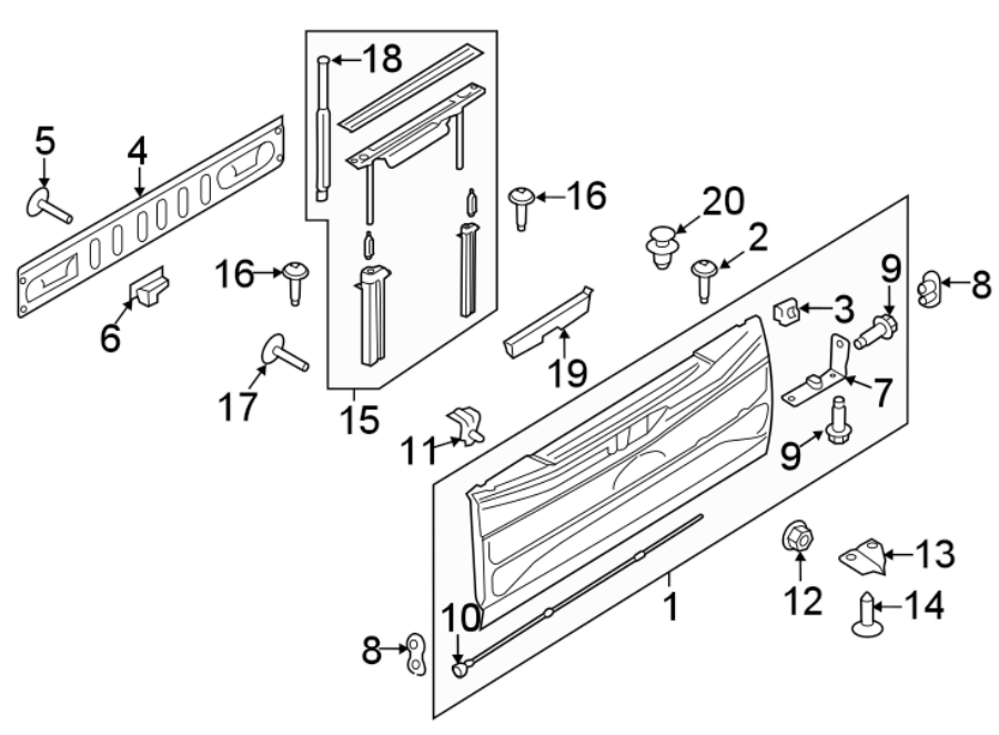 Diagram TAIL GATE. for your Ford Maverick  