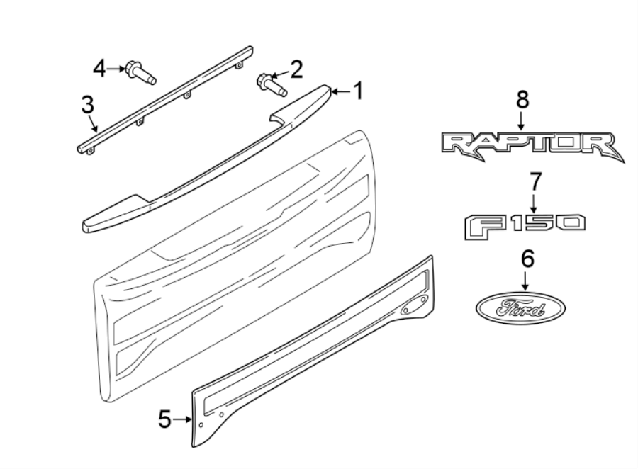 Diagram TAIL GATE. EXTERIOR TRIM. for your 2017 Lincoln MKZ Select Sedan 2.0L EcoBoost A/T FWD 