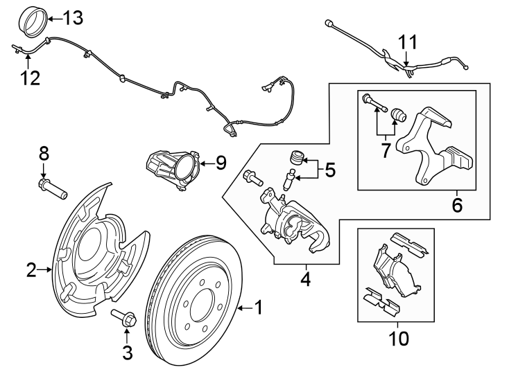 Diagram Rear suspension. Brake components. for your 2021 Ford F-150   