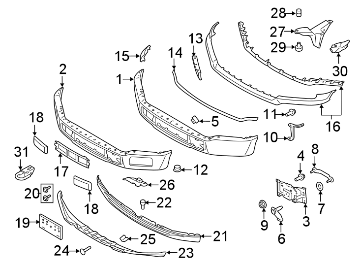 Diagram FRONT BUMPER. BUMPER & COMPONENTS. for your 2017 Lincoln MKZ Select Hybrid Sedan  