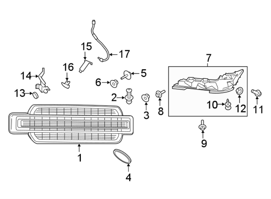 Diagram GRILLE & COMPONENTS. for your 2019 Ford F-150 3.5L EcoBoost V6 A/T 4WD SSV Extended Cab Pickup Fleetside 