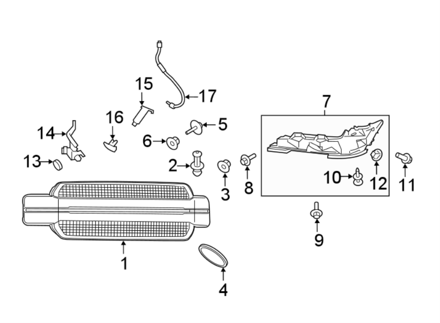 Diagram GRILLE & COMPONENTS. for your 2019 Ford F-150 3.5L EcoBoost V6 A/T 4WD SSV Extended Cab Pickup Fleetside 