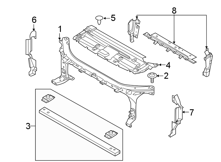 Diagram Radiator support. for your 2011 Lincoln MKZ   