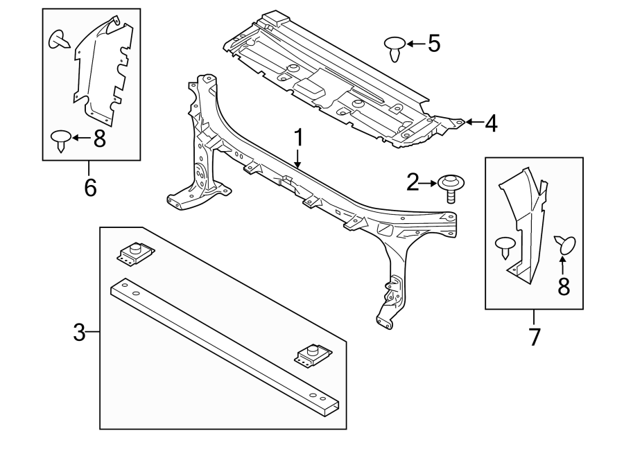 Diagram RADIATOR SUPPORT. for your 2011 Lincoln MKZ   