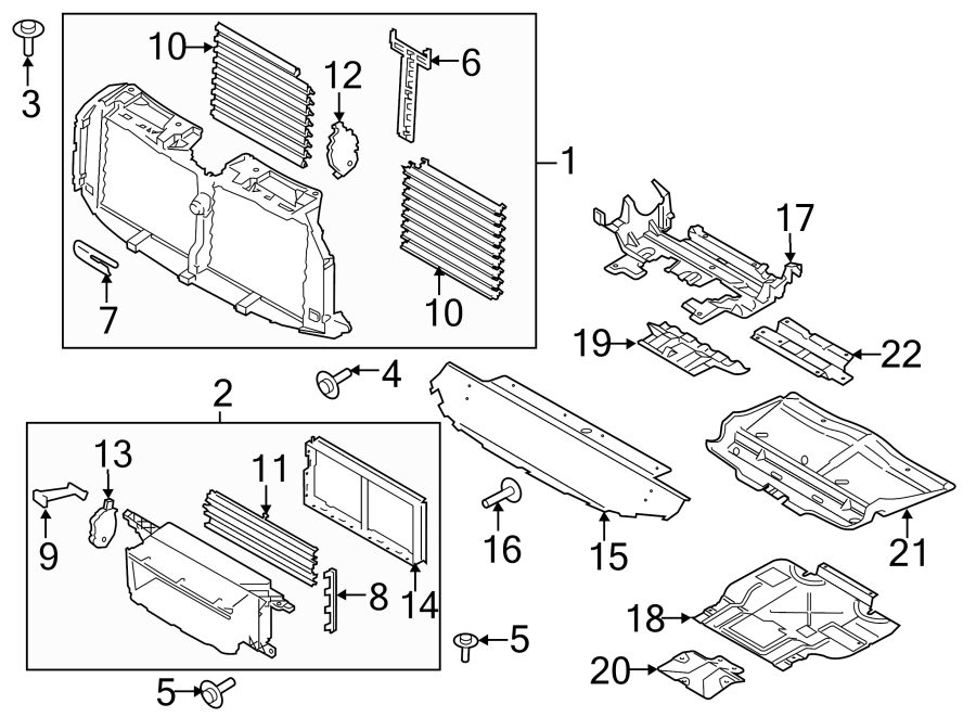 Diagram RADIATOR SUPPORT. SPLASH SHIELDS. for your 2000 Ford F-150   