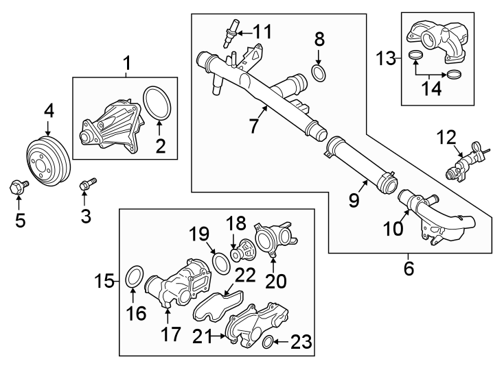 Diagram WATER PUMP. for your 2002 Ford Ranger   