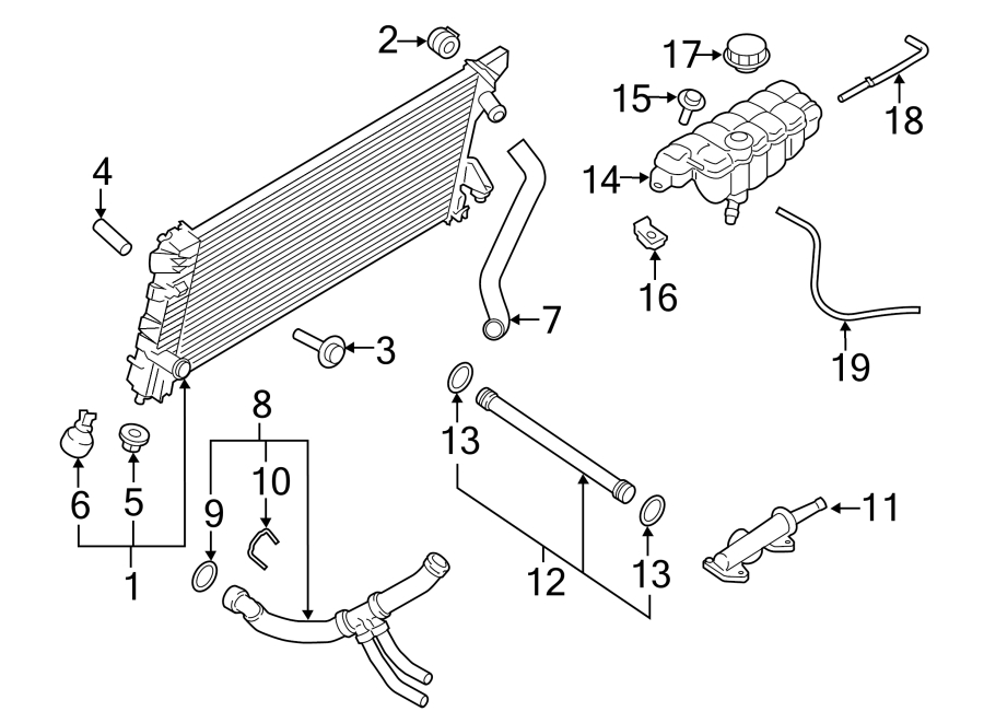 Diagram Radiator & components. for your Ford Ranger  