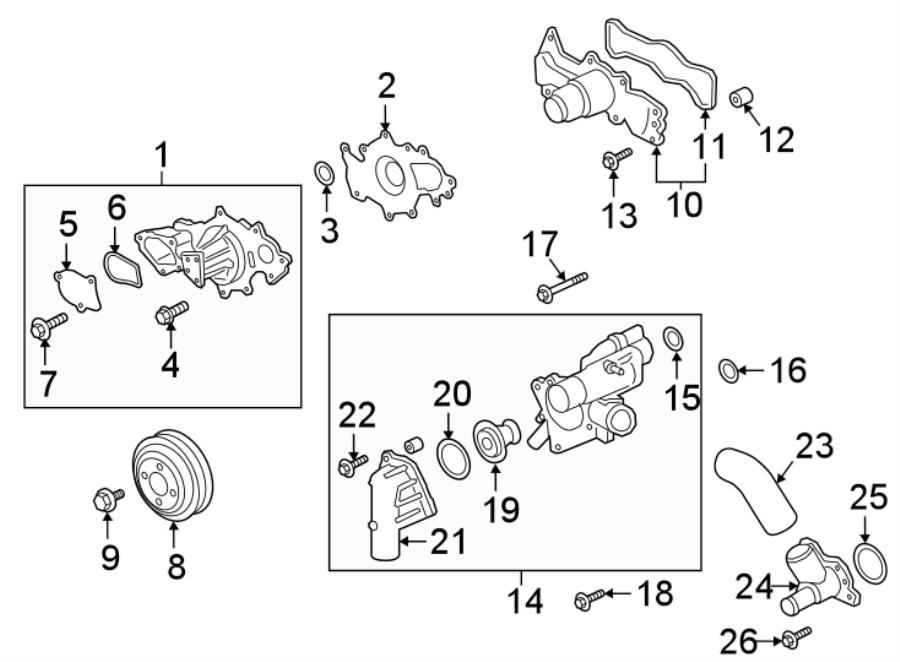 Diagram WATER PUMP. for your Ford