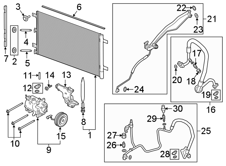 Diagram AIR CONDITIONER & HEATER. COMPRESSOR & LINES. CONDENSER. for your 2018 Ford F-150  Platinum Crew Cab Pickup Fleetside 