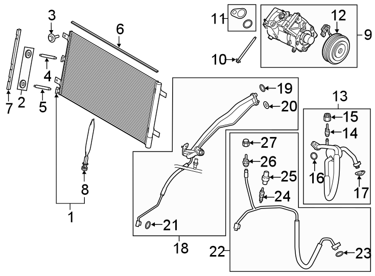 Diagram AIR CONDITIONER & HEATER. COMPRESSOR & LINES. CONDENSER. for your 2018 Ford F-150  Platinum Crew Cab Pickup Fleetside 