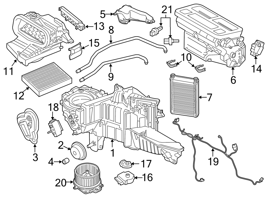 Diagram Air conditioner & heater. Evaporator & heater components. for your 1989 Ford F-150   