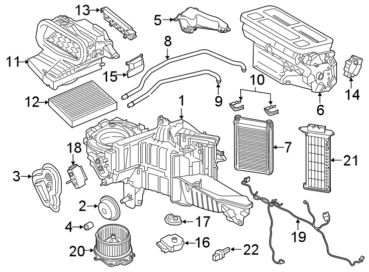 Diagram AIR CONDITIONER & HEATER. EVAPORATOR & HEATER COMPONENTS. for your Ford F-150  