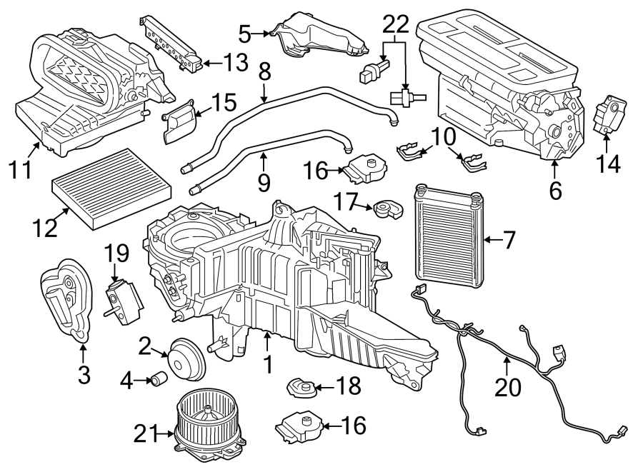 Diagram Air conditioner & heater. Evaporator & heater components. for your 2011 Ford Expedition   