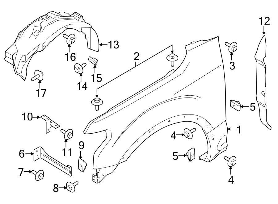 Diagram FENDER & COMPONENTS. for your Ford F-150  