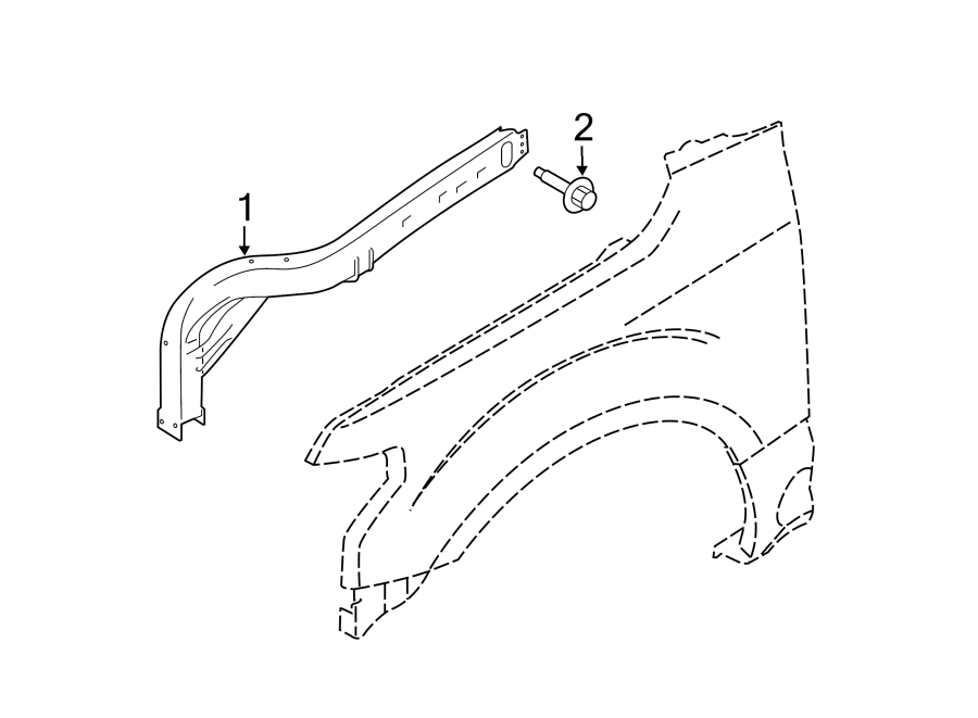 Diagram FENDER. INNER COMPONENTS. for your 1988 Ford F-150   