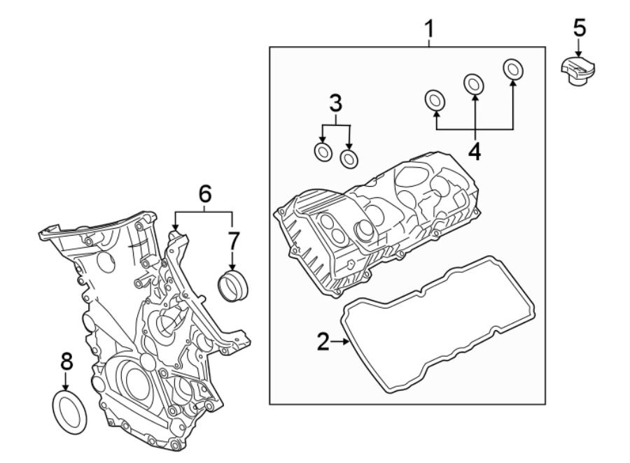 Diagram Valve & timing covers. for your Ford