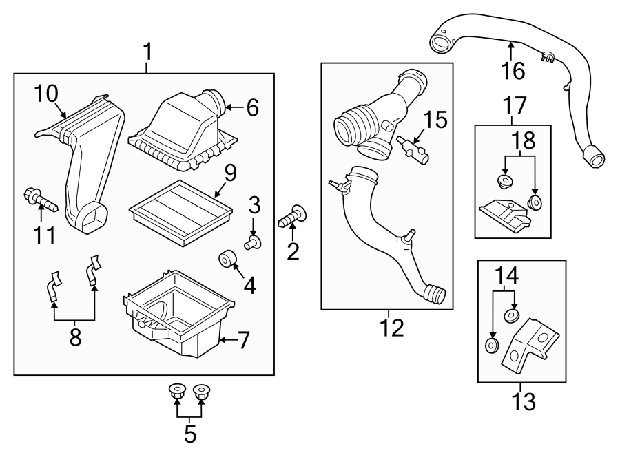 Diagram AIR INTAKE. for your 2014 Lincoln MKZ Hybrid Sedan  