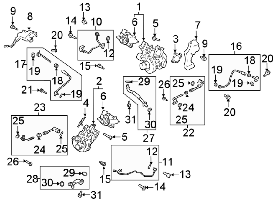 Diagram TURBOCHARGER & COMPONENTS. for your Lincoln