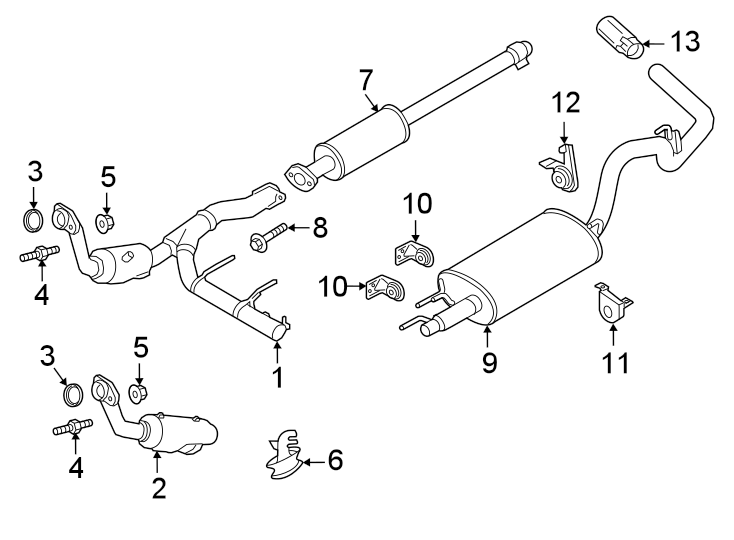 Diagram EXHAUST SYSTEM. EXHAUST COMPONENTS. for your 2017 Ford F-150  XLT Crew Cab Pickup Fleetside 