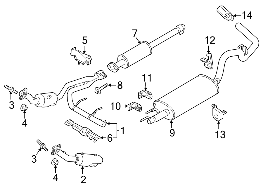 Diagram EXHAUST SYSTEM. EXHAUST COMPONENTS. for your 2016 Ford F-150  XLT Crew Cab Pickup Fleetside 