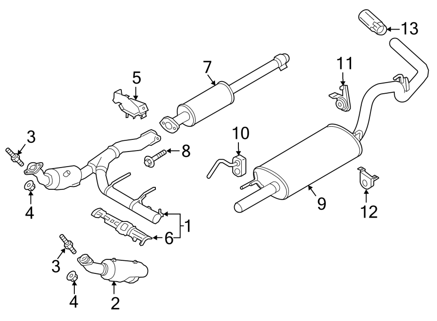 Diagram EXHAUST SYSTEM. EXHAUST COMPONENTS. for your 2019 Ford F-150  XLT Extended Cab Pickup Fleetside 