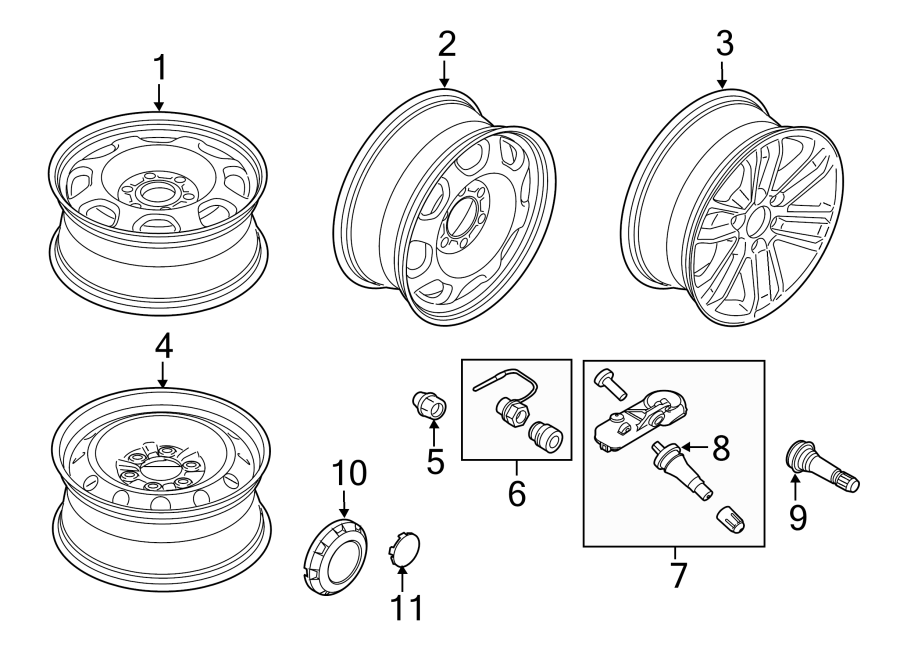 Diagram WHEELS. for your 2015 Ford F-150 2.7L EcoBoost V6 A/T 4WD Lariat Crew Cab Pickup Fleetside 