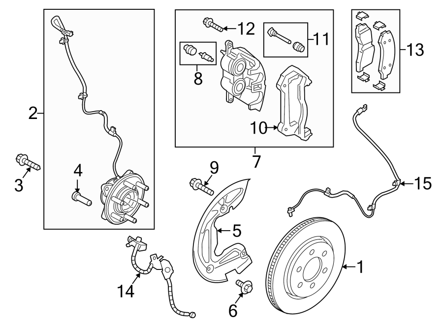 Diagram FRONT SUSPENSION. BRAKE COMPONENTS. for your 2017 Ford F-150   