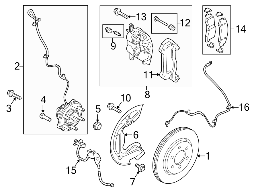 Diagram Front suspension. Brake components. for your 2019 Ford F-150  King Ranch Crew Cab Pickup Fleetside 