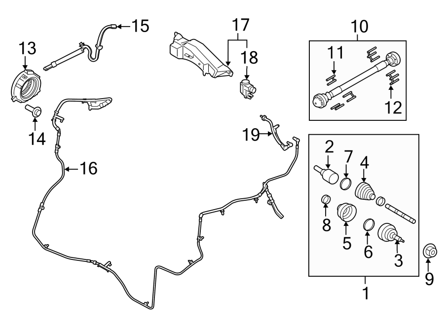 Diagram FRONT SUSPENSION. DRIVE AXLES. for your 2022 Ford Expedition   