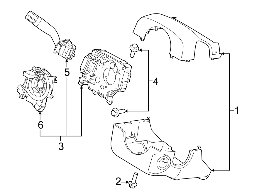 Diagram STEERING COLUMN. SHROUD. SWITCHES & LEVERS. for your 2016 Ford F-150 5.0L V8 FLEX A/T RWD XL Standard Cab Pickup Fleetside 