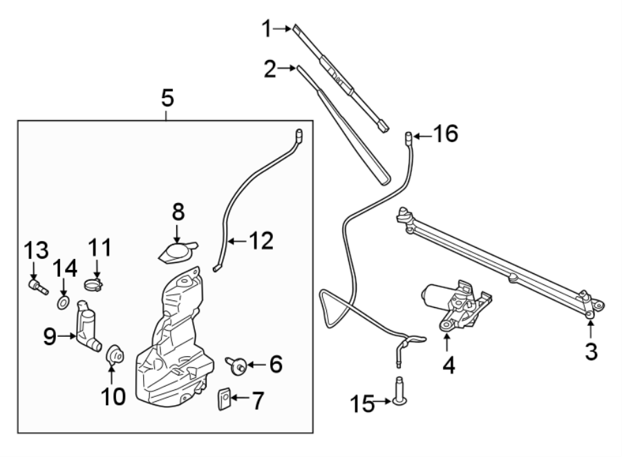 Diagram WINDSHIELD. WIPER & WASHER COMPONENTS. for your Ford F-150  